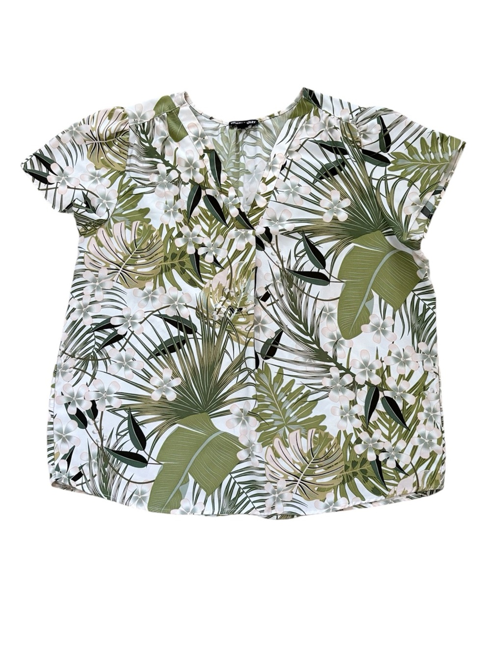 Hilary Radley Floral Leaf Print Blouse Top XL